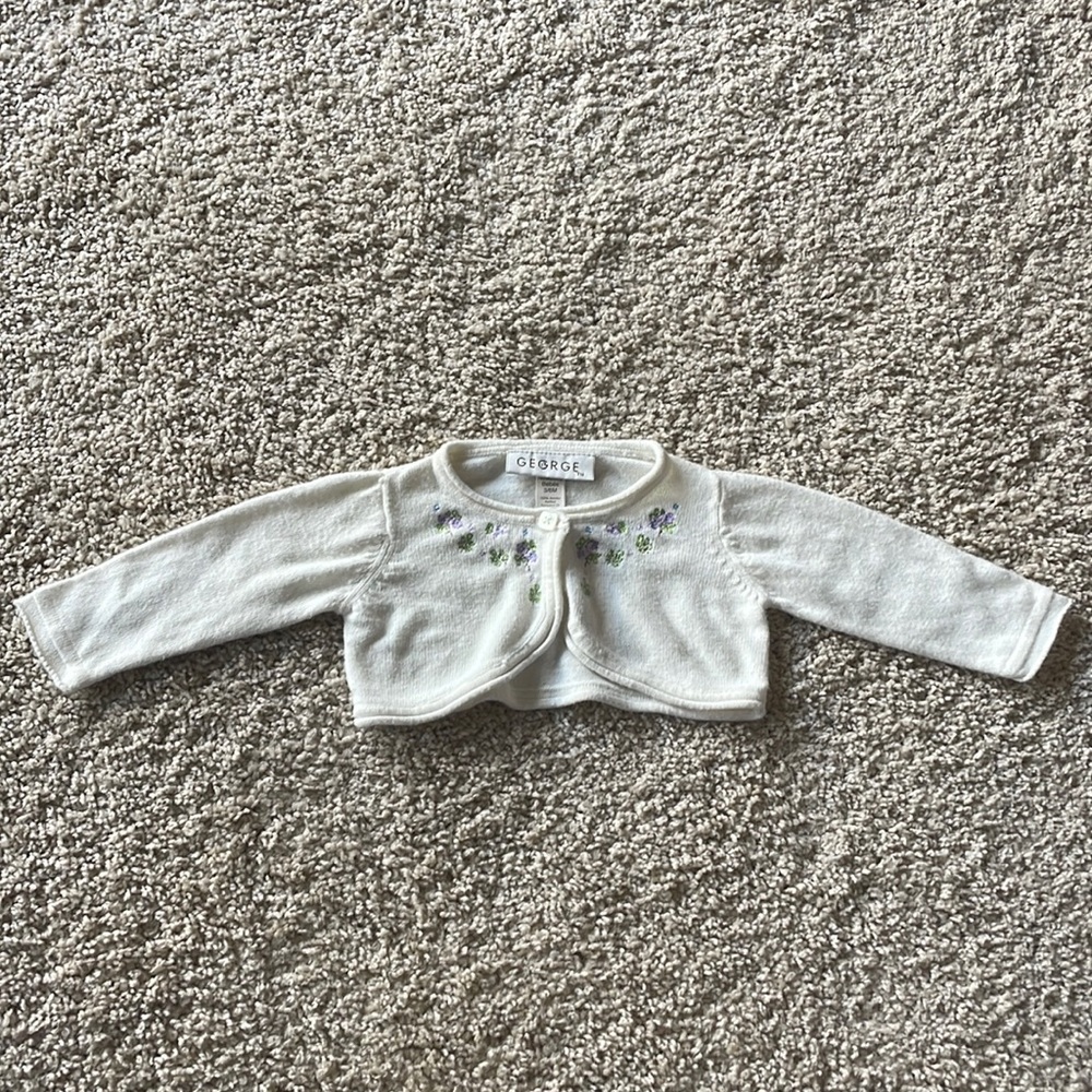 Vintage Baby Long Sleeve Floral Cardigan- 3-6 months